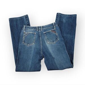 Jordache Vintage Denim Straight Blue Jeans Horse Head Embroidery Long 33" Inseam